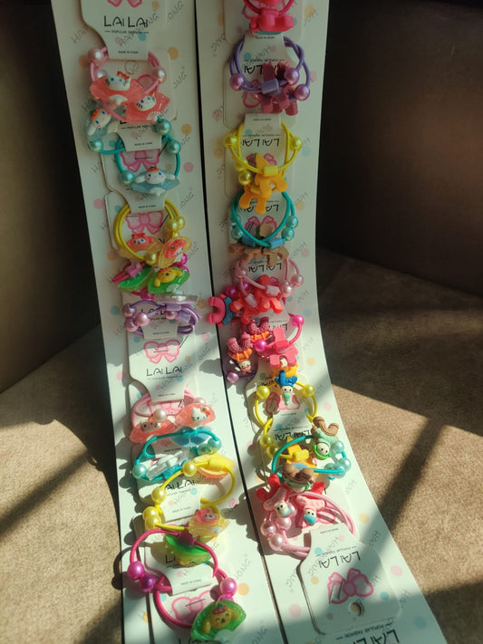 ✨ Cute Cartoon Animal Hair Ties Set – Kids Elastic Hair Bands (Pack of 36) ✨