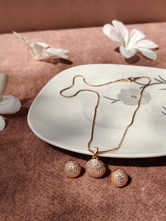 Elegant Gold-Plated Pendant & Earrings Set – Sparkle with Every Step!