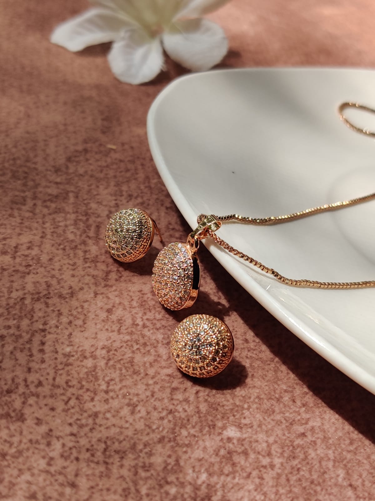 Elegant Gold-Plated Pendant & Earrings Set – Sparkle with Every Step!