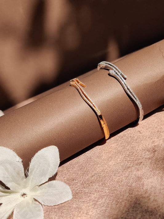 "Dual-Tone Nail Bangle Set in Rose Gold & Silver Finish"