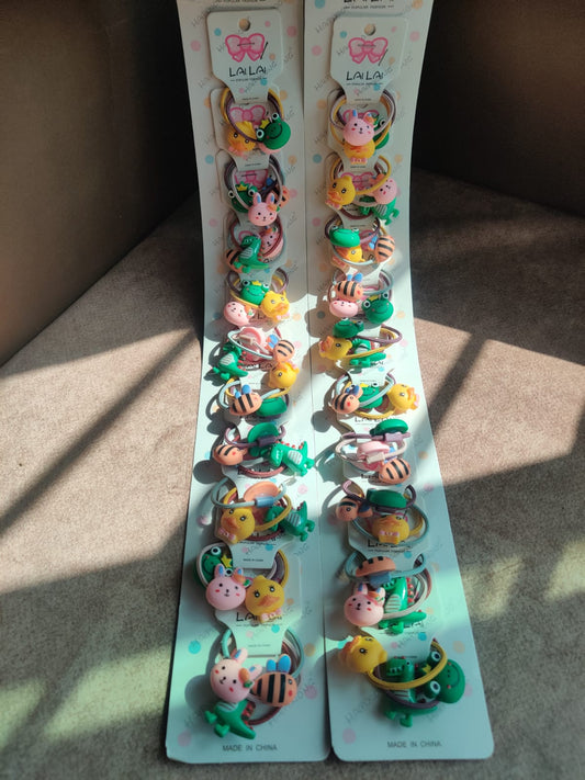 ✨ Cute Cartoon Animal Hair Ties Set – Kids Elastic Hair Bands (Pack of 36) ✨