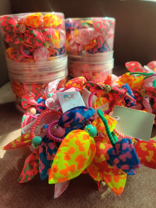 Rainbow Ribbon Hair Accessories Set – Colorful Bows & Matching Beaded Ties 36 pieces