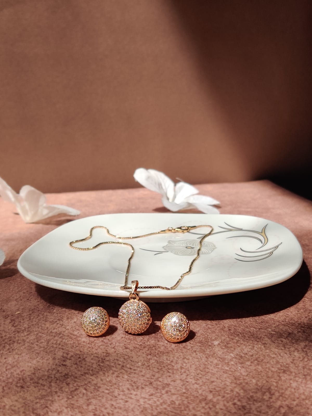 Elegant Gold-Plated Pendant & Earrings Set – Sparkle with Every Step!